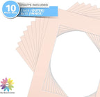 Mat Board Center, Pack of 10, 11x14 for 8x10 Pink Color Mats - Bevel Cut, Acid Free, 4-ply Thickness, White Core - for Pictures, Photos, Framing