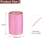 uxcell Round Leather Sewing Waxed Thread, 55m / 60 Yards Wax Polyester String, 0.8mm Waxed Stitching Cord for Leather Crafts, Bookbinding, Bracelets Braided, Pink