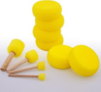 Hapeper 28 Pieces Round Sponge Brush, Artist Painting Foam Sponge for Watercolor, Crafts, Face Painting