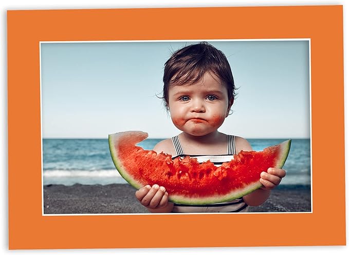 5.5x8.5 Mat for 8.5x11 Frame - Precut Mat Board Acid-Free Orange 5.5x8.5 Photo Matte for a 8.5x11 Picture Frame, Premium Matboard for Family Photos, Show Kits, Art, Picture Framing, Pack of 25 Mats