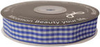 Blue and White Woven Edge Plaid Ribbon 100% Polyester Gingham Ribbon 25 Yards Each Roll (5/8", Blue)