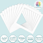 MBC Mat Board Center, 10 Pack 12x12 for 10x10 White Picture Mats Frame Mattes, Bevel Cut, Acid Free, 4-ply Thickness