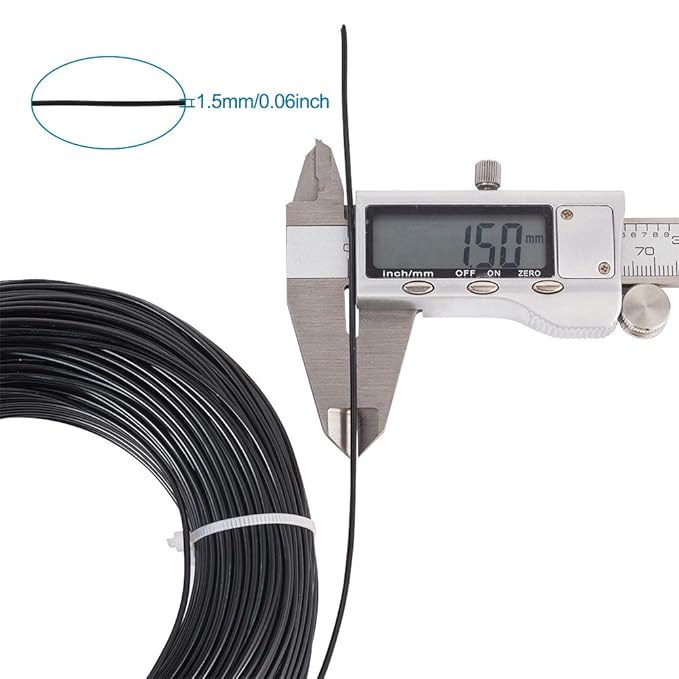 Fashewelry 328 Feet 15 Gauge Aluminum Wire Black Bendable Metal Craft Wire for Beading Jewelry Craft Making (1.5mm)
