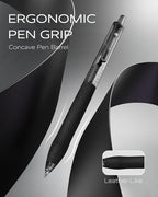0.5mm Gel Pens Fine Point Smooth Writing Pens, 12PCS Black Ink Pens, Retractable Leather-Like Black Gel Pens, Business Gel Pen for Journaling, Writing, School, Office Use (Black)
