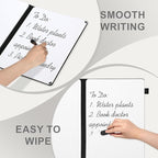 AGM Portable White Board Dry Erase Notebook, 12" x 9" Double Sided Folding Whiteboards with 3 Pens, Small Travel Dry Erase Board Skin-Friendly Material for Study, Meeting, Planning, Brown
