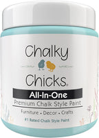 Chalky Chicks All-in-One Chalk Paint for Furniture or Cabinet - 8 Fl Oz - Matte Finish Rain Drop (Light Blue) for Metal, Wood Furniture Paint - No Sanding All-in-One for Home Decor & Crafts, USA Made