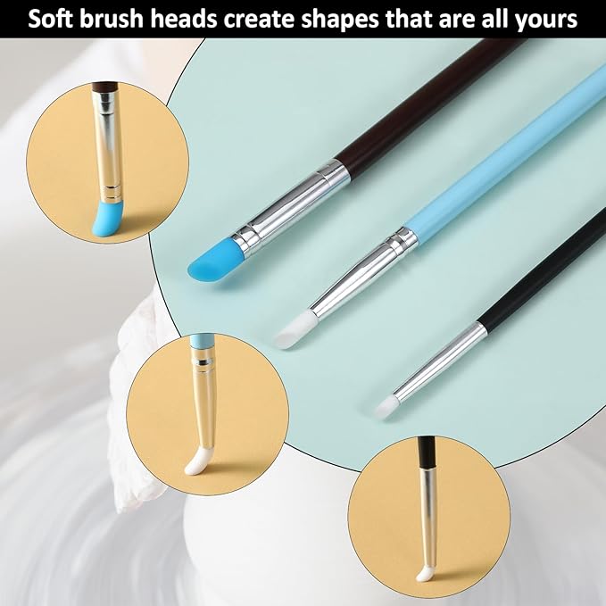 15 Pcs Silicone Sculpting Tools, Silicone Clay Sculpting Tools, Pottery Tools, Modeling Dotting Tools, Clay Shaping Modeling Wipe Out Tools, Embossing Tool for DIY Handicraft