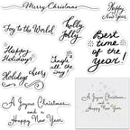 Merry Christmas Clear Stamps for Card Making and Photo Album Decorations, Happy New Year Words Winter Snowflake Frame Clear Rubber Stamps for Card Making Decoration and DIY Scrapbooking