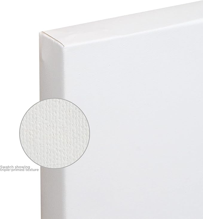 Creative Mark The Edge Deluxe Cotton 1-1/2" Deep Stretched Canvas for Painting, 6x12 Pack of 3, 14oz. Primed Weight, Universal Archival Priming, Medium Tooth, Hand-Stretched Canvas for Painters