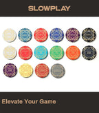 SLOWPLAY Nash Ceramic Poker Chips in Bulk, Casino Grade Ceramic 12-Gram Poker Chip for Texas Hold'em, 43mm Professional Chips Pack of 50 with Denomination of 5000