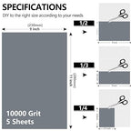 10000 Grit Sandpaper, 9 x 11 Inch Wet Dry Sand Paper Hand Abrasive Sanding Sheets for Wood Metal Automotive Sanding and Polishing, Extra Fine - 5 Sheets
