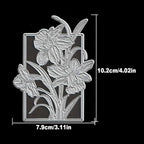 Lapoo Flowers Metal Cutting Die for Scrapbooking - Durable, Cut Stencils for DIY Scrapbook Photo Album Decorative Paper Card, Card Making Supplies, Embossing (Narcissus Flower Frame 4 x 3.1 in)
