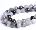 AAA Natural Black Quartz Rutilated Beads Round Loose Beads for Jewelry Making DIY Bracelet 60pcs 6mm Crystal Energy Healing Power Stone (Black Rutilated Quartz Crystal, 6mm)