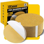 6-Inch 40-Grit Gold PSA Sanding Discs, 28 Pack – Pro-Grade Self-Adhesive Stickyback Sandpaper with Quick-Release Tabs for DA Sander, Coarse Automotive/Wood/Metal Sanding