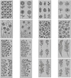 CHGCRAFT 16 Sheets Plants and Flower Clay Texture Mat Dandelions Pattern Polymer Clay Texture Sheets DIY Tools for Pottery Earring Jewelry Making Stamp Engraving Machines, 4x2.6inch