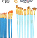 Transon Art Painting Brush Assorted Set of 12 for Acrylic Watercolor Gouache Hobby Painting