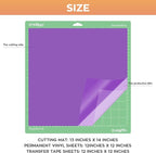 HTVRONT 70 Pack Vinyl for Cutting Machine, 57 Sheets 12" X 12" Permanent Adhesive Vinyl Sheets & 2 Cutting Mat & 10 Transfer Paper Permanent Bundle