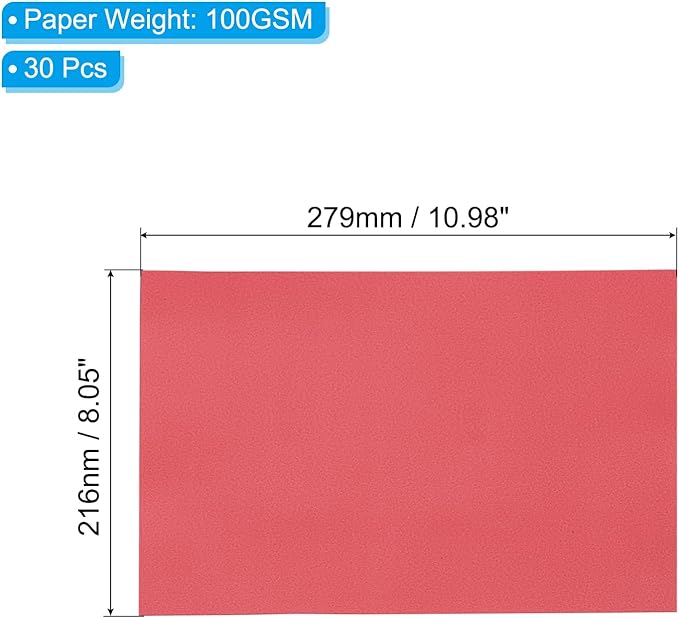 PATIKIL 30 Sheets Vellum Paper 8.5x11inches, Printable Translucent Paper 100GSM Colored for Invitations Laser Inkjet Printing Card Making Crafting Wedding Tracing, Dark Red