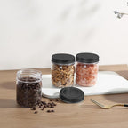 novelinks 8 oz Clear Plastic Jars with Screw-On Lids - BPA-Free Refillable Storage Containers for Slime, Spices, Crafts, Kitchen & Home Organization (32 Pack,Black)