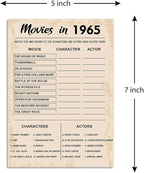 60th Birthday Party Games, Movies in 1965 Games, Birthday Party Supplies for Adults, Fun 1965s Party Game，Pack of 30 Cards
