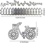 Grass Fence and Bike Metal Cutting Dies,Grass Bush Fence Die Cuts for Paper Card Making, Grass Fences Embossing Dies for Scrapbooking DIY Album Decorative