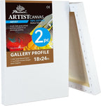 PHOENIX 18x24 Inch 2 Pack Gallery Canvas - 1.5 in Thick Large Canvases for Painting - Deep Edge 100% Cotton 11 Oz. Gesso Primed White Blank Professional Canvas Oil & Acrylic Paints