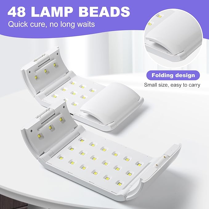 UV Light for Resin - Fast Curing UV Resin Light with Adjustable Time Setting Large Size 48W Two-Sided Portable Foldable UV Lamp with Silicone Mold Gloves