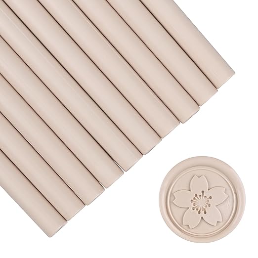 Glue Gun Sealing Wax Sticks for Wax Seal Stamp -Latte, Great for Wedding Invitations, Cards Envelopes, Snail Mails, Wine Packages, Christmas Gift Ideas, Pack of 10