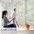 Qualsen Window Films Privacy Frosted Stripe Window Film Blinds Windows Privacy Windows Glass Films for Meeting Room Home Office 17.4x78.7 inch(44.3x200cm