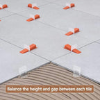 2000 PCS Tile Leveling System Clips 1/16''(1.5mm) 2000-Piece Tiles Leveler Spacers Tool for Professional Ceramic Tile and Stone Installation