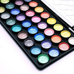 Mont Marte Signature Metallic Watercolor Set, 37 Piece Pearl Paint, 36 Vibrant Colors, 1 Paint Brush