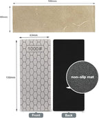 Diamond Sharpening Stone, Knife Sharpener Stone Whetstone Honeycomb Surface Plate with Non-slip Base for Pocket Knives Scissors (320/400/600/1000/1500/2000/3000 Grit，with Angle Guide and Leather)
