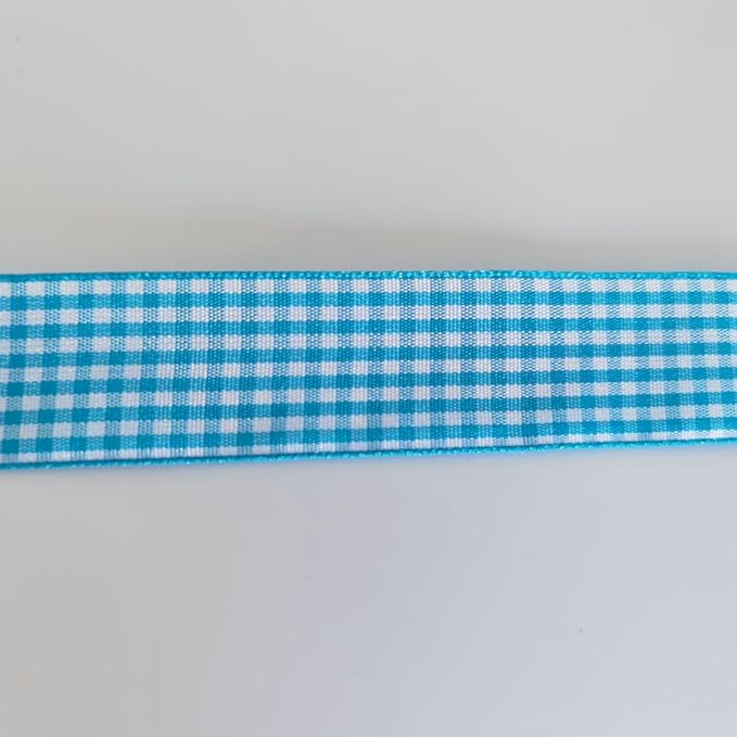 Micomon 1-Inch Vivid Blue and White Woven Edge Plaid Ribbon Polyester Gingham Ribbon 25 Yards Each Roll (1",Vivid Blue)