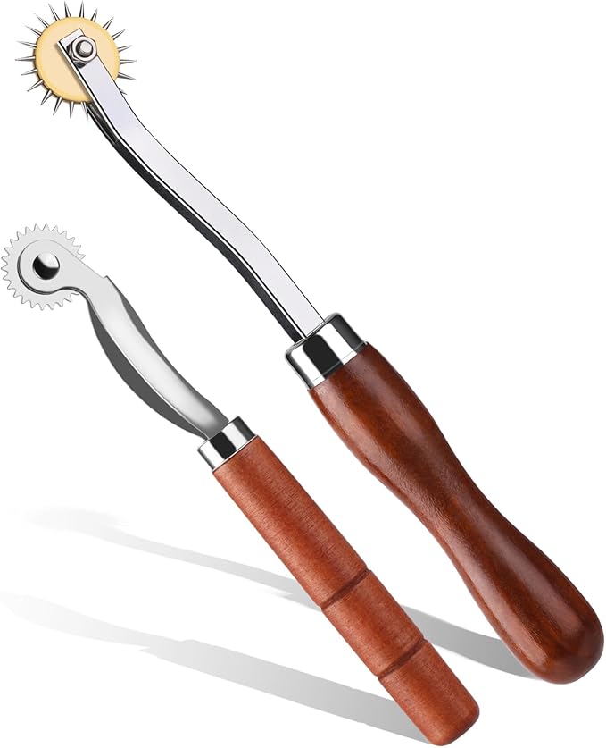 Nitlak 2 PCS Tracing Wheel,Tracing Wheel Sewing Tool,Wooden Handle Stainless Steel Pounce Wheel,Tracing Wheel for Sewing Patterns, Tracing Wheel Tool for Leathercraft, Professional Marking Spacer