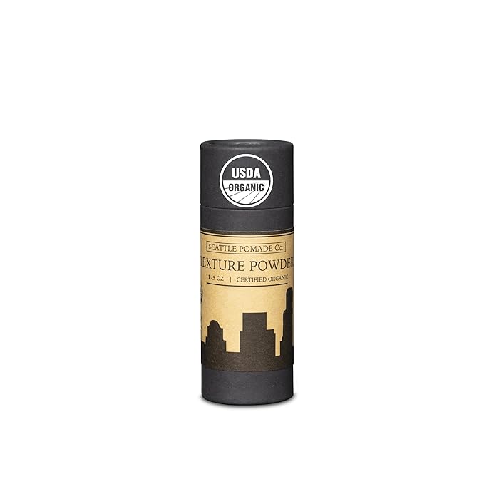 Organic Texture Powder for Men. Seattle Pomade Co. Creates Volume with certified organic materials. Fragrance-Free. Globally sourced certified organic materials.