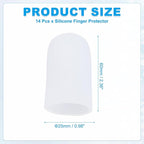 PATIKIL Gel Finger Cots 2"x0.79", 14 Pcs Silicone Finger Protector Support Finger Sleeve Cushions Thumb Protector Covers Fingertip Caps Gloves for Finger Cracking, White