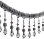 3yards Beading Fringe Trimming Long Beads Tassel Curtain Trim Ribbon Trim for Cover Edge Decorative (Gray)