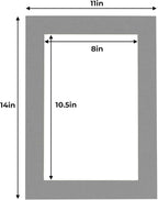 11x14 Mat for 8.5x11 Photo - Precut Mid Grey Picture Matboard for Frames Measuring 11 x 14 Inches - Bevel Cut Matte to Display Art Measuring 8.5 x 11 Inches - Acid Free Pack of 25 MATS