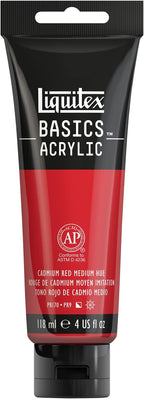 Liquitex BASICS Acrylic Paint, 118ml (4-oz) Tube, Cadmium Red Medium Hue