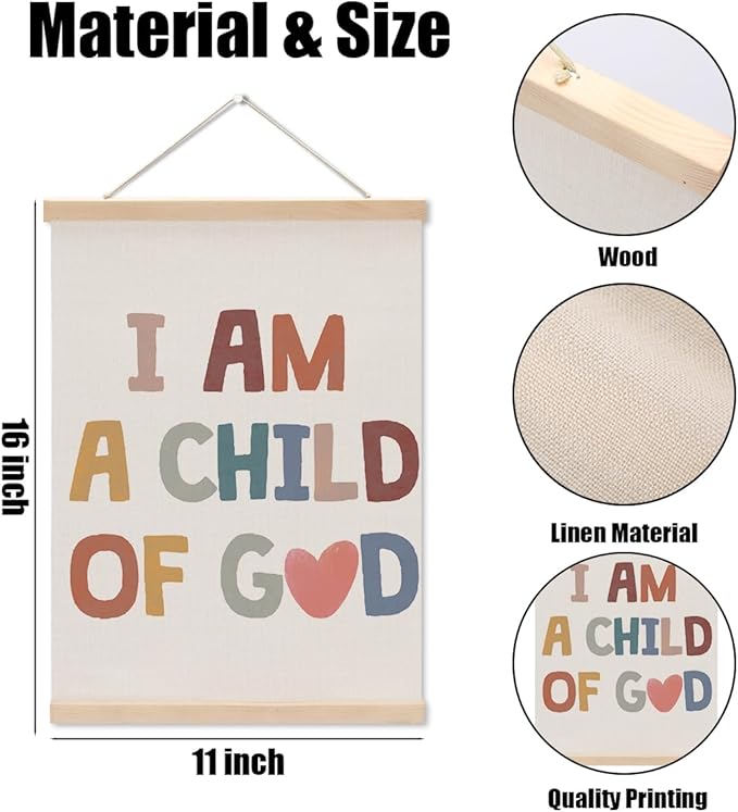 Christian Decor Boho Poster Hanger, Jesus Religious Wall Decor, Christian Gifts Bible Verse Spiritual Gifts Wall Art Wall Hanging Banner Farmhouse Church Bedroom Playroom Living Room Decor