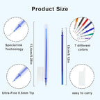 7-Color Heat Erasable Fabric Markers with 21 Refills, Extra-Fine 0.5mm Tip for Sewing, Quilting, Embroidery, Crafts & DIY Projects