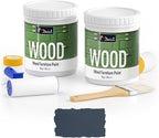 DWIL Matte Finish Furniture Paint - 64 Oz Wood Paint for Cabinets, Doors, Tables, and Dressers Refinishing - Water-Based, Non-Toxic & Odorless, Easy to Apply(Bronze Blue)-With Tools