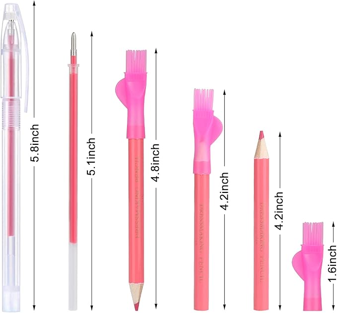 CampTek Tailors Chalk & Fabric Markers for Quilting - 10PCS Tailor's Chalk, 4PCS Heat Erasable Pens with 4 Refills, 3 PCS Sewing Fabric Pencils