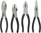 Amazon Basics Pliers Set, Hand Tools for Precision, Set of 4, Black and Silver