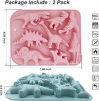 2 Pack 3D Ancient Dinosaur Silicone Molds 8 Cavity Dinosaur Themed Baking Mould Tray DIY Baking Tool for Chocolate Cake Dessert Candy Mousse Pastry Handmade Soap Cupcake Topper