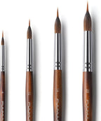 Watercolor Brushes Professional, Fuumuui 4Pcs Extended Needle Point Brushes Synthetic Extra Long Pinhead Brush with Sable Body for Fine Detailing - Watercolor Acrylic Gouache Inks Painting