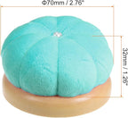 HARFINGTON Wooden Base Needle Pincushions Japanese Style Pin Cushions Round Pin Cushion Needle Holder for Sewing Quilting Needlework DIY Crafts, Moon Green