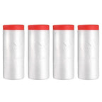 uxcell Pre-Taped Masking Film, 3.6ft x 66ft High-Tack Painters Tape Plastic Drop Cloth with High-Tack Painters Tape for Painting Protection Red 4Pcs