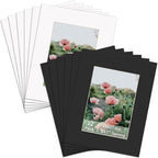 ZBEIVAN 12 Packs White and Black Colors 8x10 Picture Frame Mats for 5x7 Photos, Artworks and Prints, White Core Bevel Cut Frame Mattes