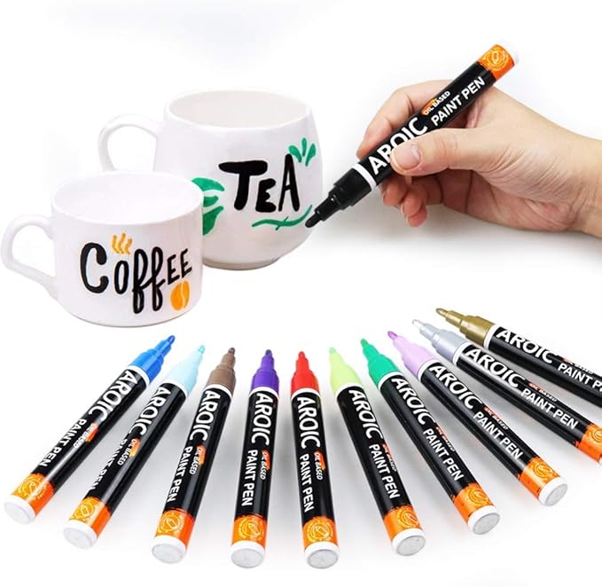 36 Pack Oil-Based Paint Pens for Rock Painting - Write On Anything Waterproof Painting Marker Pen for Wood, Metal, Plastic, Glass, Canvas, Ceramic & More Low-Odor, Medium-Tip Painting Markers